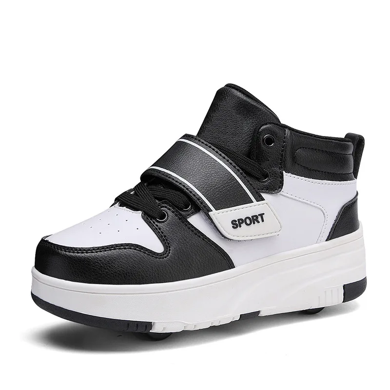 Amog Neue Rollschuhschuhe für Jungen und Mädchen, vier Räder, glatte Reitschuhe mit Rollen, Herren, Damen, Kinder, Eislaufschuhe: Black / 10