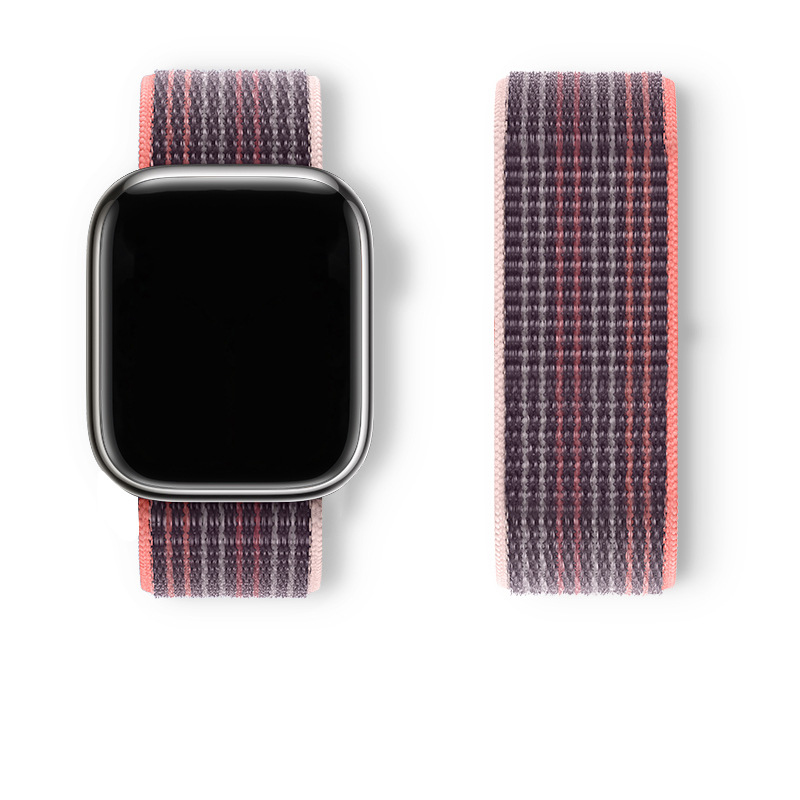 Correa de nailon para Apple Watch Band Ultra 9 8 7 SE 6 5 3 38MM 42MM 40MM 44MM accesorio para reloj inteligente pulsera iWatch serie 45MM 41MM: XS / Gris púrpura