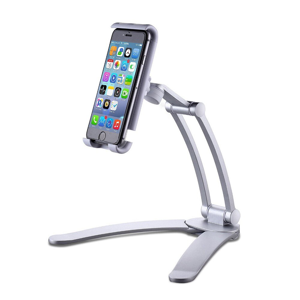 Tablet Mount Stand 2-In-1 Kitchen Wall Counter Top Desktop Mount Recipe Holder Wall Desk Tablet Stand For Tablet And Smartphones: 4.72-7.07inch silver