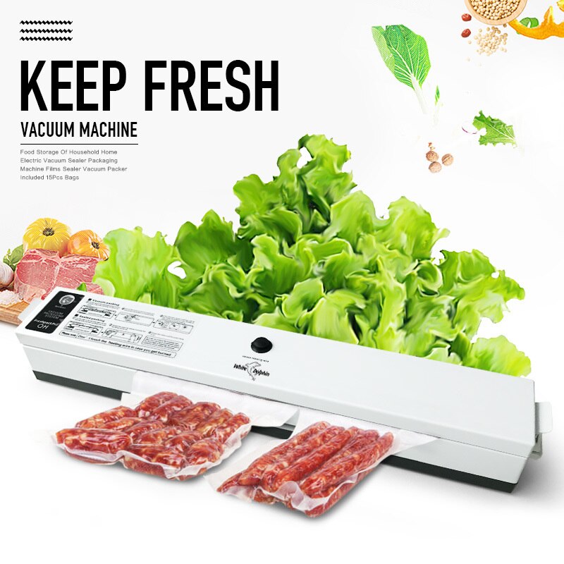 Huishoudelijke Food Vacuum Sealer Verpakkingsmachine Afdichting Opbergzakken Film Sealer Vacuüm Verpakker Inclusief 15Pcs Vacuüm Voedsel Sealer