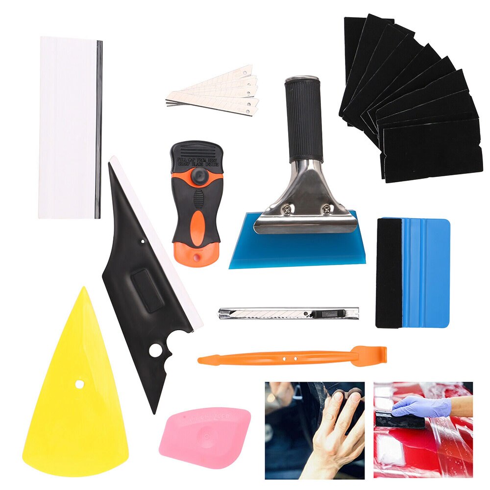 Kit de herramientas para envolver coches de 11 en 1, escurridor de vinilo, rascador de fieltro, afeitadora , tintado de ventana para herramientas de coche
