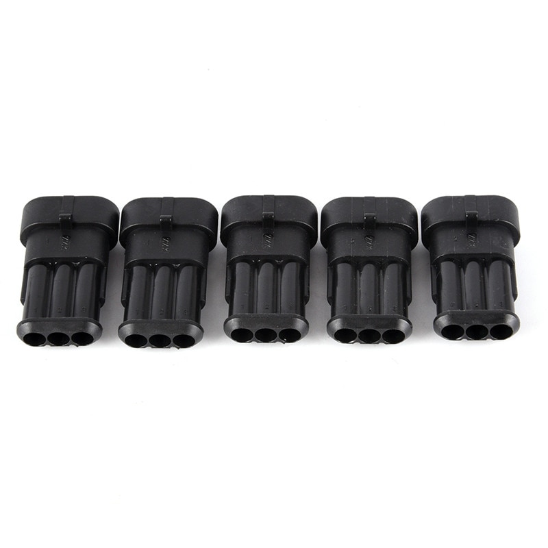 5Set Waterproof Car Part 3 Pin Way Sealed Electrical Wire Auto Connector Plug Set Car Motorcycle for HID LED Light fog lamp