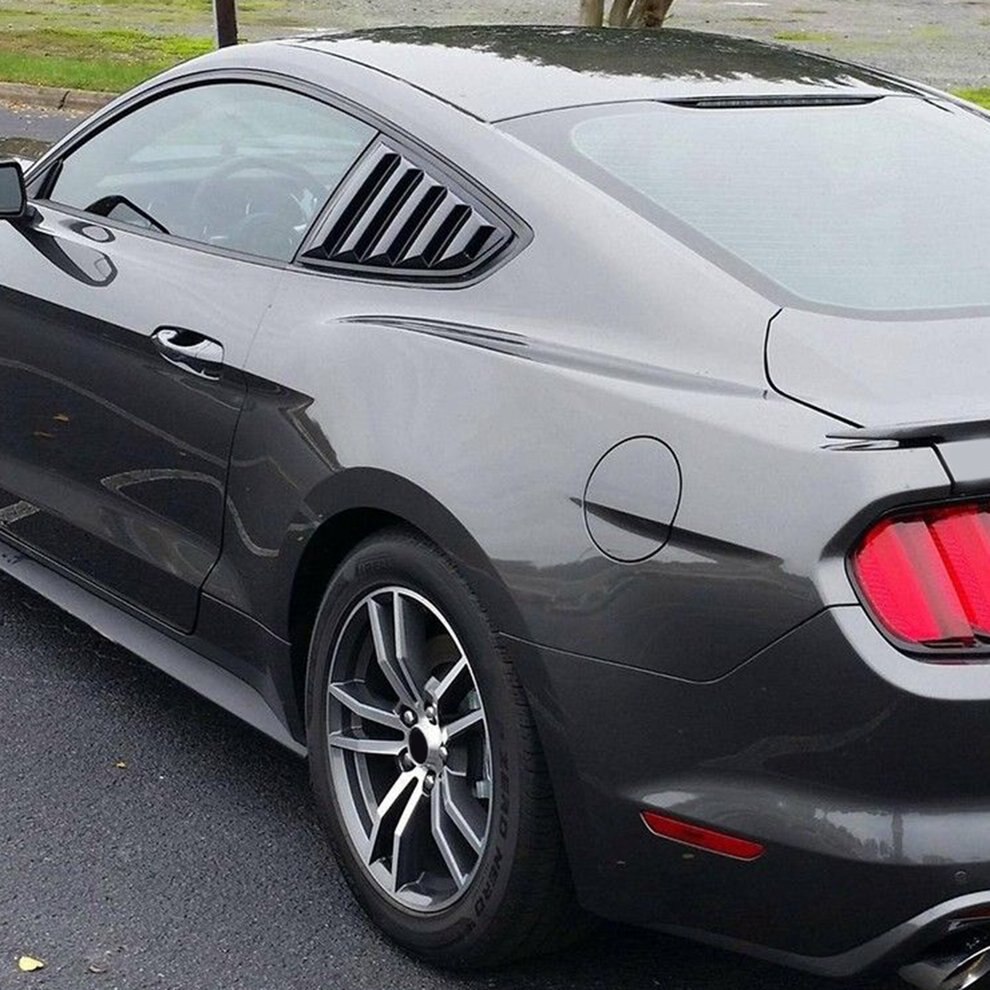 PP Ingot Silver Side Window Louvers GT Style Quarter Side Window Scoop Louvers For for Mustang