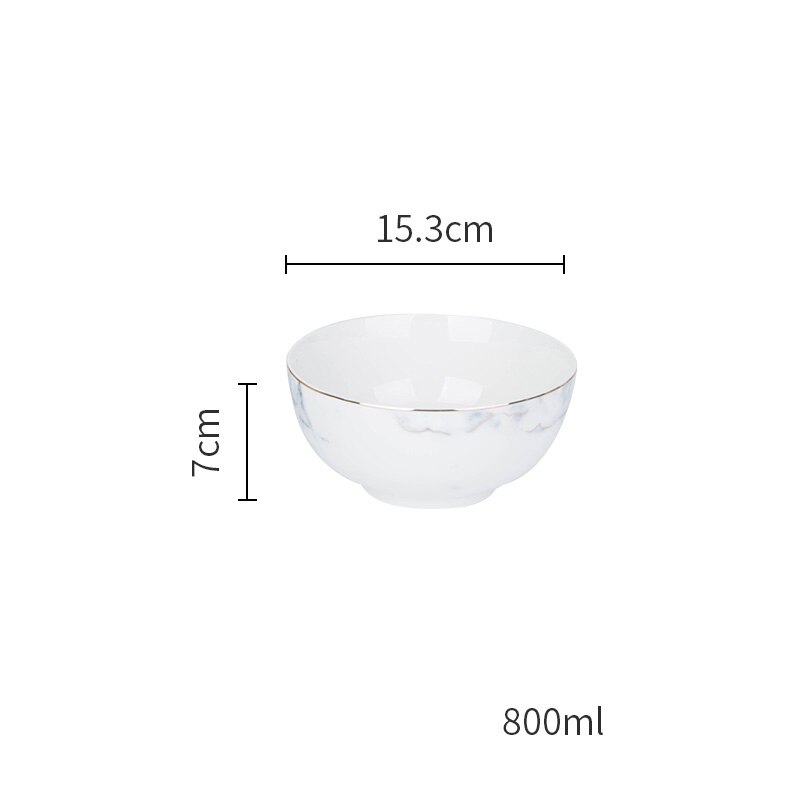 Marble Stripe Large Round Ceramic Plate Western Steak Pasta Salad Fruit Dessert Cake Storage Tableware: Phnom Penh Bowl