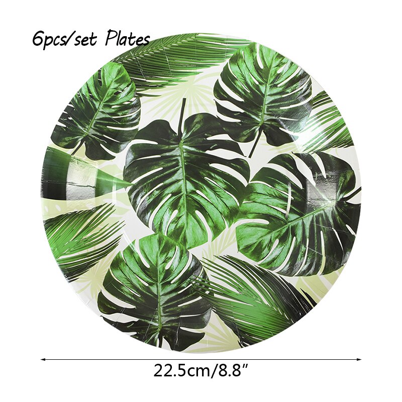 Sommer Party Einweg Geschirr Set Palm Blätter Papier Teller Tassen Servietten für Hawaii Strand Party Dekoration Hochzeit Liefert: X02