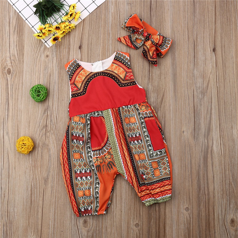 Style Infant Baby Girls Kids African Jumpsuit ClothesToddler Rompers Outfit