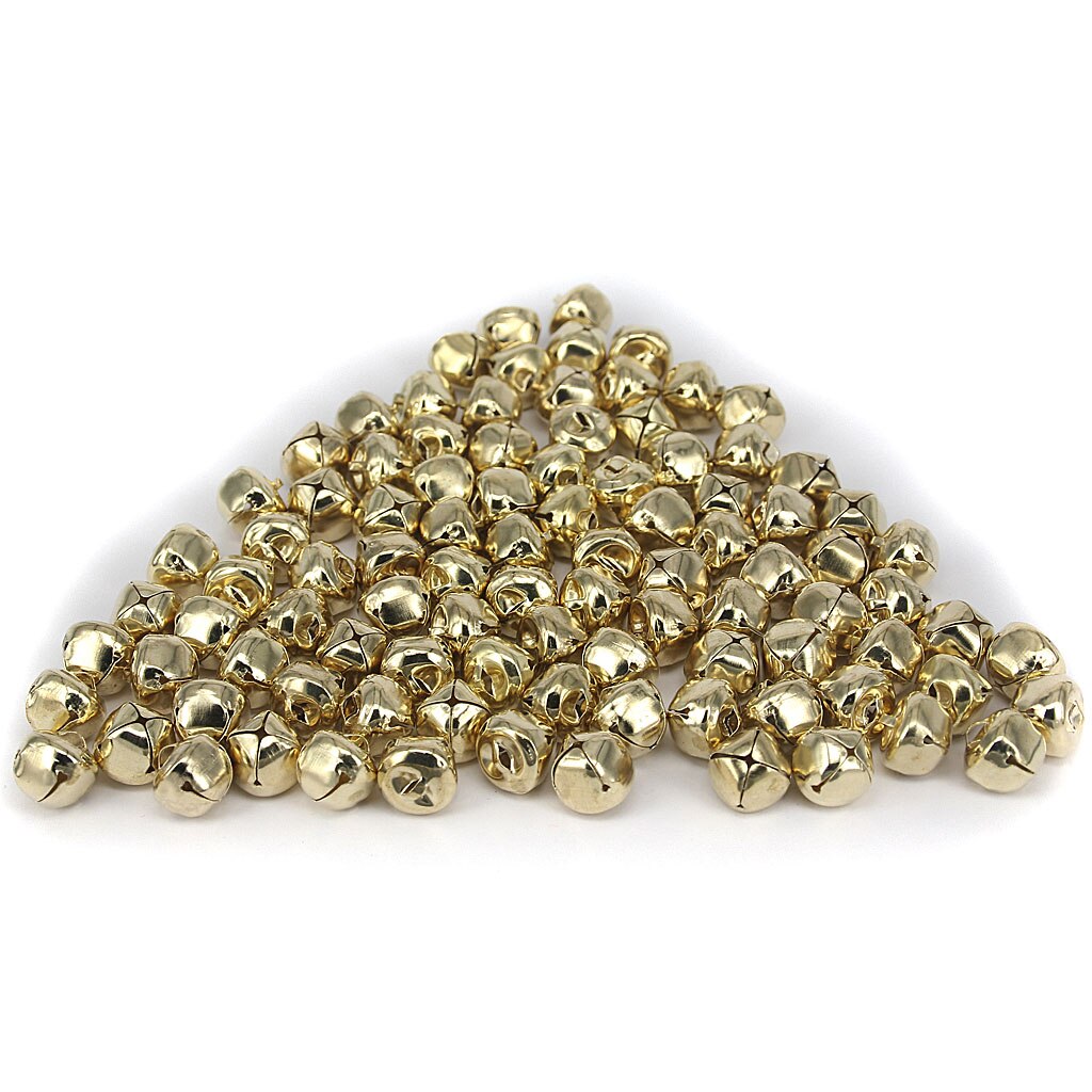 Pack  of 100 15mm järnkulor jingle bells för smycken gör diy dekoration guld