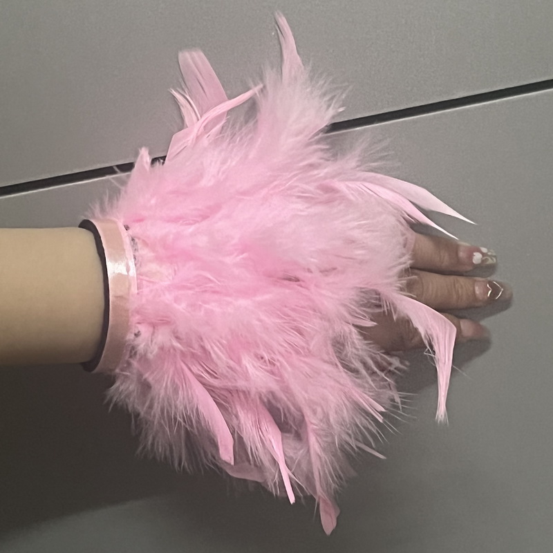 Ostrich Feather Cuff for women Feather cuffs for wrist feather snap bracelet nail photo cuffs Shirts cuffs with feather: Lavender