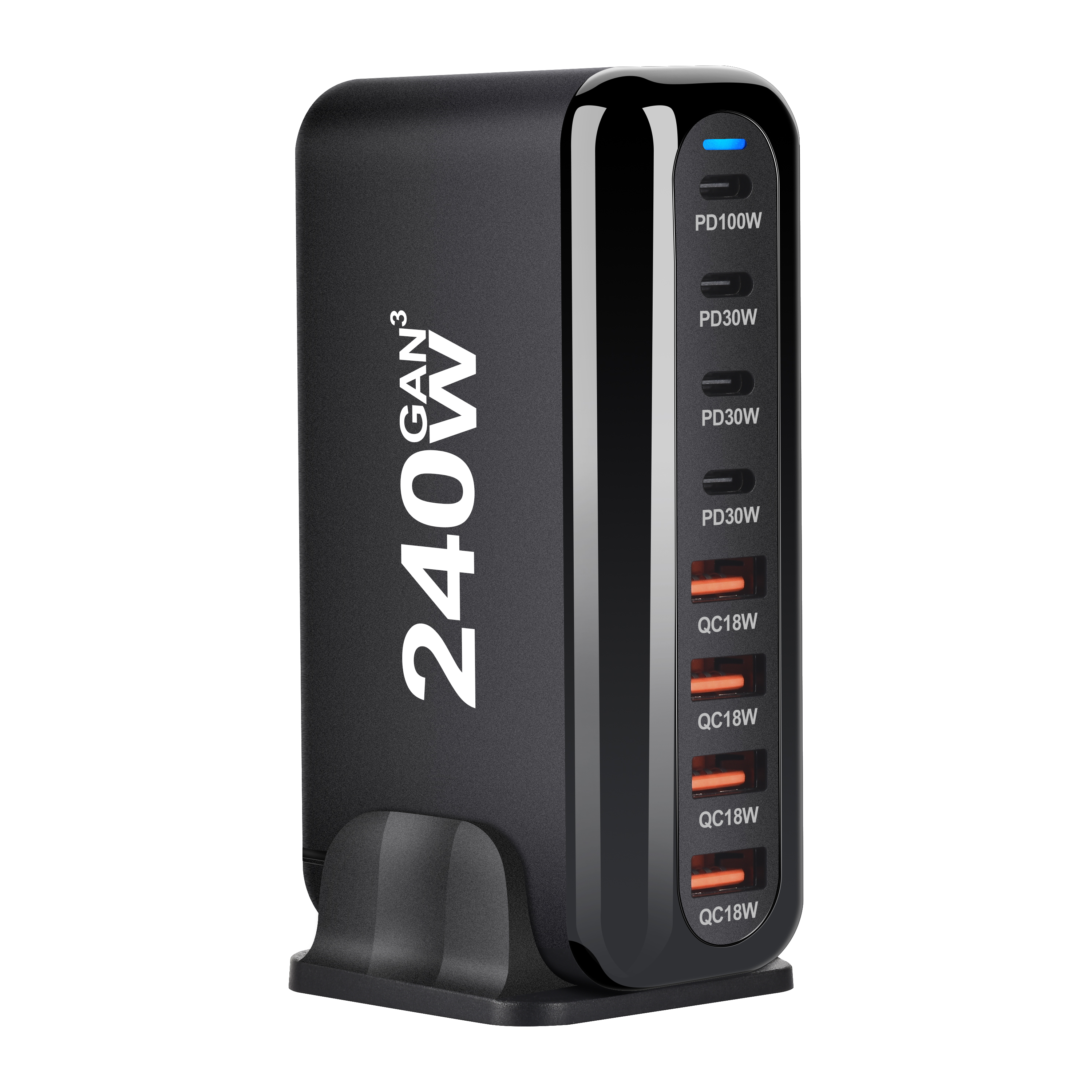 240W Desktop GaN-oplader 8-poorts USB Type C PD-oplader Snel opladen 3.0 USB Type C snellader Mobiele USB-oplader