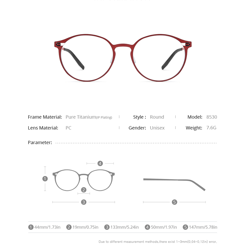 FONEX Pure Titanium Glasses Frame Women Retro Round Prescription Eyeglasses Men Antiskid Optical Screwless Eyewear 8530