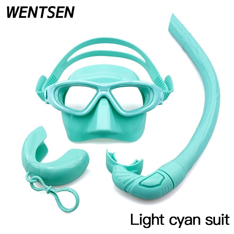 Free diving glasses Snorkel kit diving equipment underwater diving mask for freediving snorkeling set freedive goggles: Light cyan suit