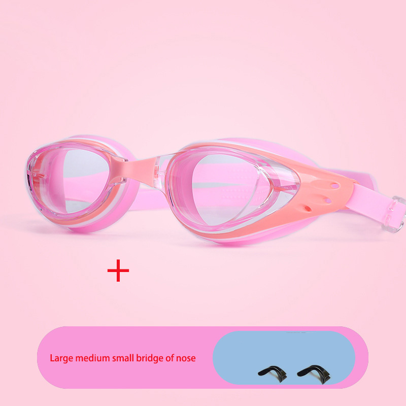 Kurzsichtige Schwimmen Brille Hd Wasserdichte und Nebel-beweis Mann Frau Kinder Große Rahmen Tauchen Getriebe Schwimmen Gläser: zero diopter pink