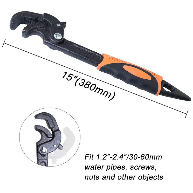Adjustable Wrench Quick Multi-Function Self-Adjusting Spanner Power Grip Pipe Wrench 1.2inch-2.4inch/30mm-60mm