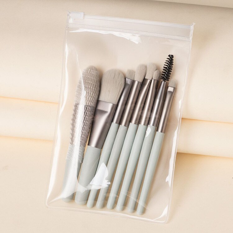 cuero maquillaje de PU bolsa de embalaje 8 Uds Mini viaje de pinceles de maquillaje juego de brochas cosméticas herramientas: 02