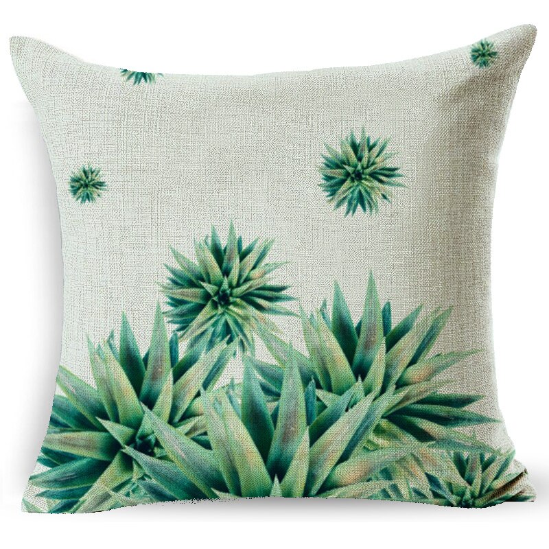 18 Home decoratieve kussens katoen linnen sierkussen groene bladeren print gezellige rugleuning kussen beddengoed kussensloop LXC