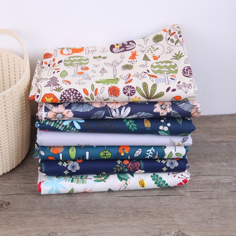 7 Pieces/Set Nordic Style Cotton Print Sewing Supplies Patchwork Cloth Multi Purpose for Household DIY Handmade Flower Pattern