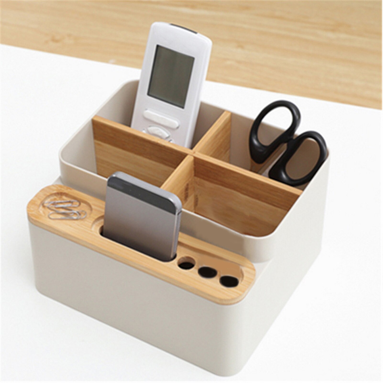 Office Desk Stationery Storage Box Detachable Desktop Multi-Purpose Storage Box Multipurpose Storage Box Pen Holder Wood Pen Box
