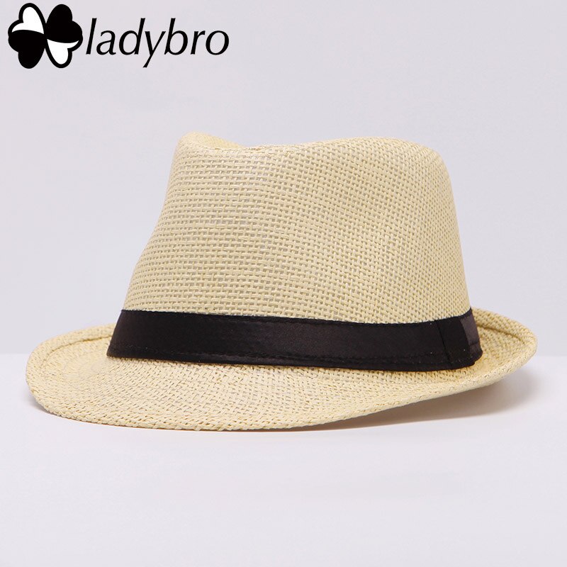 Ladybro Women Sun Hat For Men Hat Kids Summer Beach Hat Child Cap Female Panama Straw Hat Male Gangster Trilby Sun Visor Cap Boy: 004 light yellow