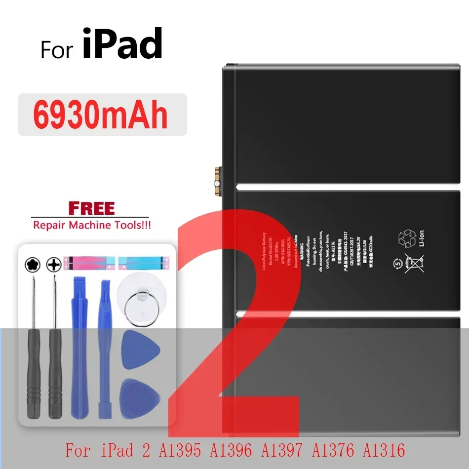 Tablet-Akku für iPad 5 Air 1 A1474 A1475 A1893 für iPad 6 Air 2 A1566 A1567 Mini 1 2 3 4 5 Pro 9,7 10,5 12,9 2. 3. Batterie: WHITE