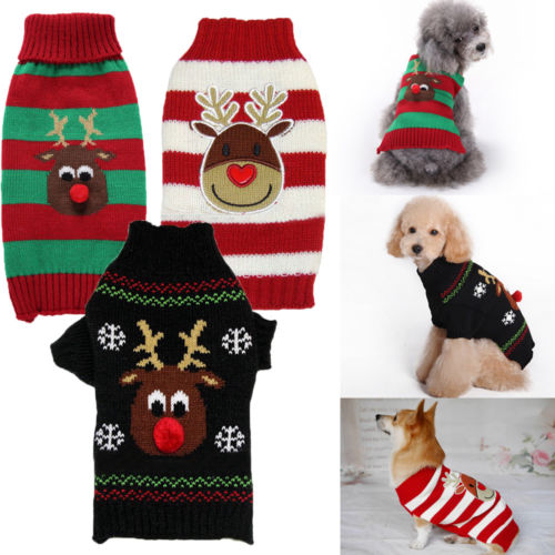 Jultröjor hund husdjur katt jul varm tröja tröja kläder vinter valp stickat kostym kappa kläder