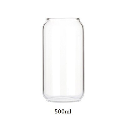 Vaso de cristal con forma de lata , vaso para agua leche zumo, cerveza, 400ml, 550ml y vaso de paja para postre: 500ml