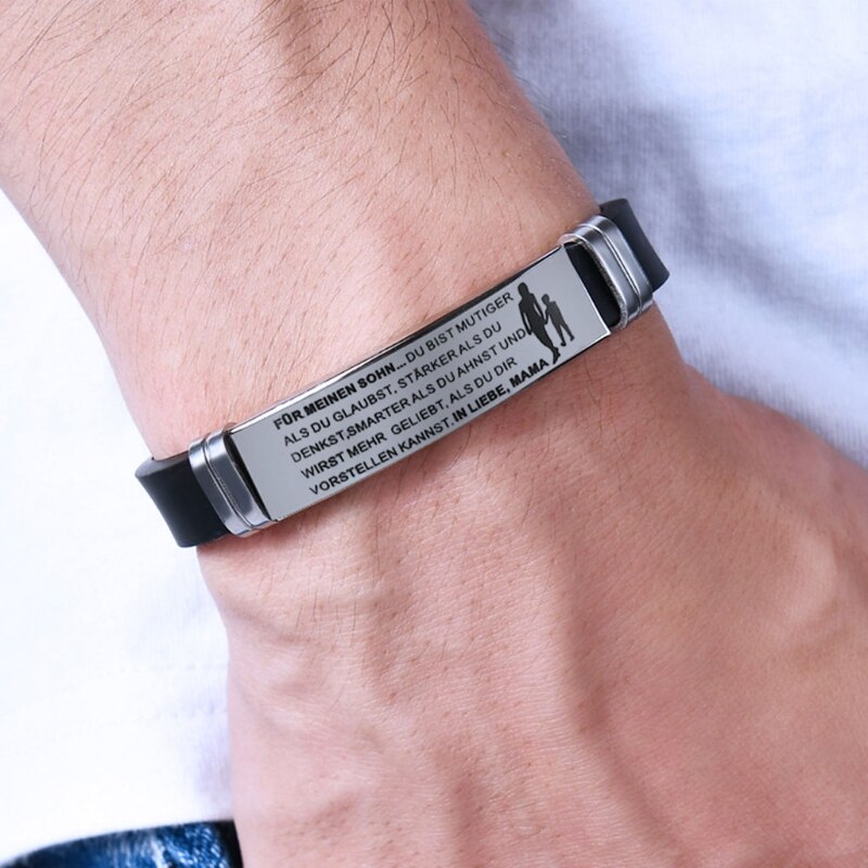 Brazaletes inspiradores alemanes, grabados personalizados a mi hijo, a mi hija, marido, esposa, pulseras, joyería