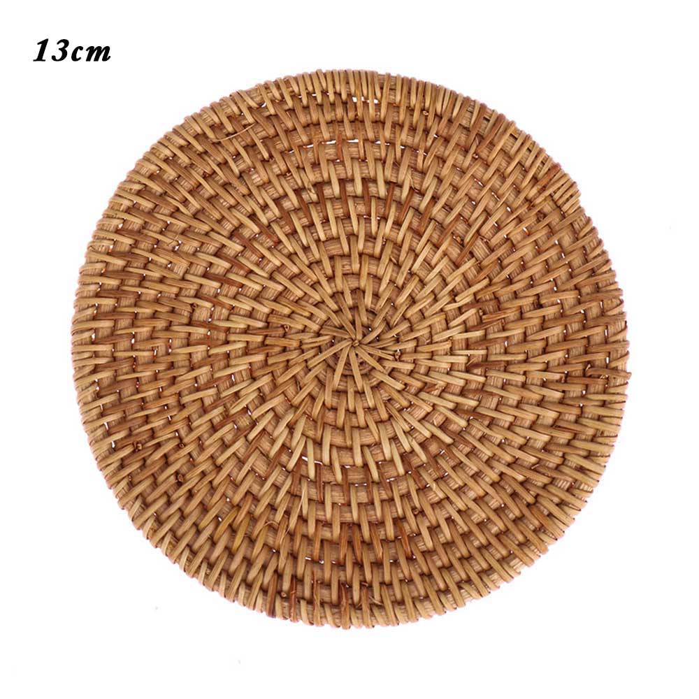 1 Pc Natuurlijke Rotan Onderzetters Placemats Keuken Placemats Ronde Isolatie Kom Pad Tafel Padding Cup Mat Handgemaakte Rotan Coaster: 13cm