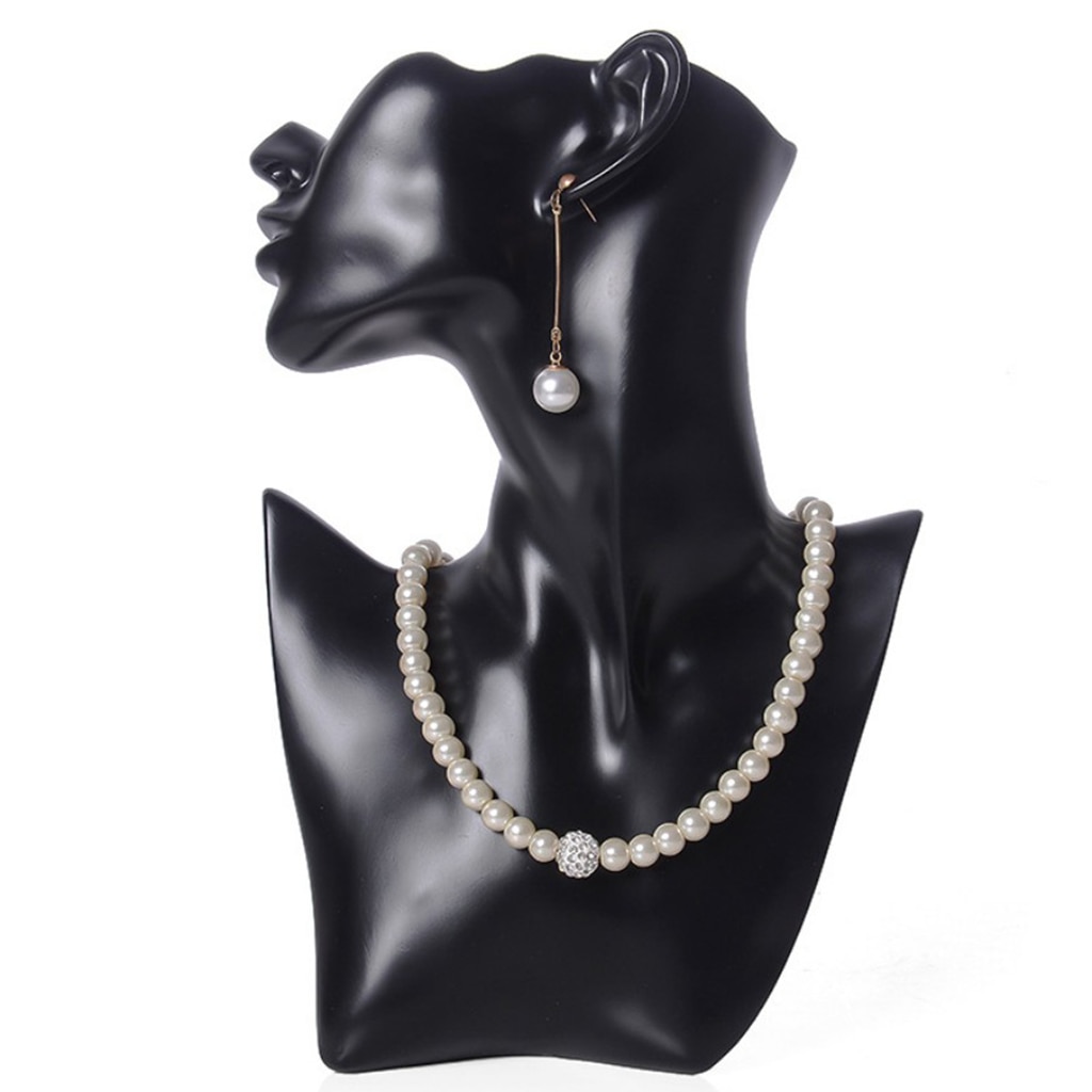 Resin Female Mannequin Head Bust Stand Model Shop Jewelry Necklace Display