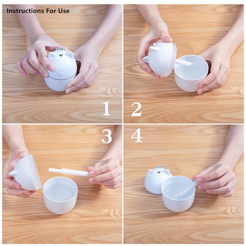 Humidificateur portable usb à 220ml niveaux , diffuseur ultrasonique à brume fraîche, humidificateur d'air, purificateur avec veilleuse et ventilateur