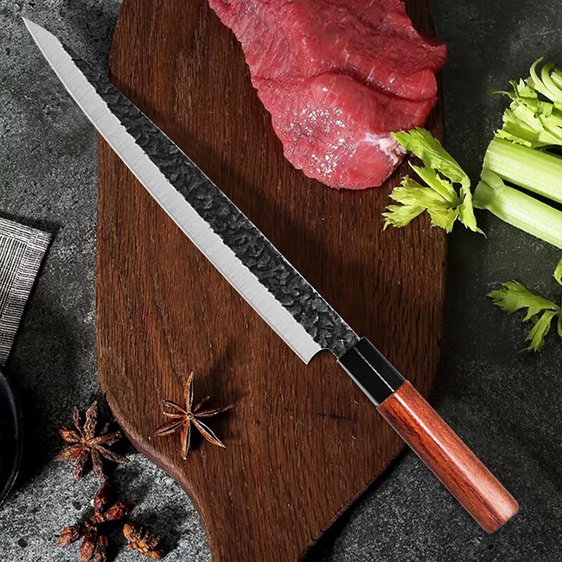 Couteau de Chef japonais forgé à la main, ustensile de Chef pour le saumon, Sushi, Sashimi, couteau à fileter le poisson, couteau de cuisine en acier inoxydable