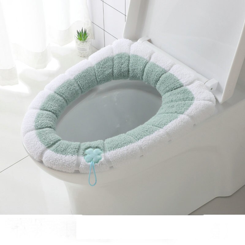 3 farver universal varm blød, vaskbar toiletsædebetræk måttesæt vinter nærskammel måtte sædekasse toilet lågbetræk tilbehør: Grøn