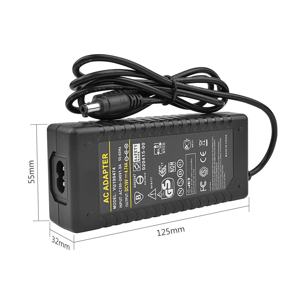 AIYIMA-Adaptador de AC100V-240V de 19V, DC19V 4.74A, enchufe europeo y estadounidense, cargador de fuente de alimentación de 5,5x2,2 MM para amplificador de potencia de ordenador portátil