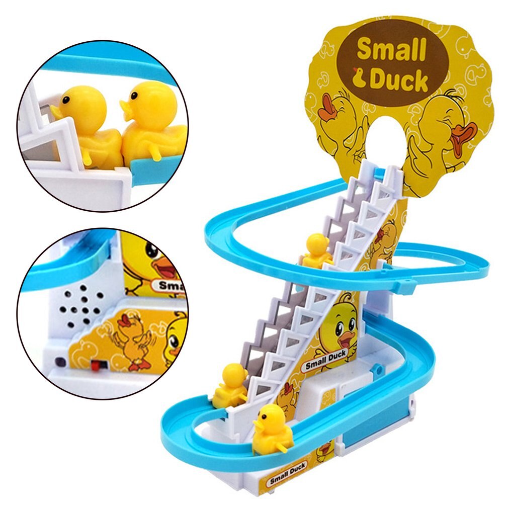 Children's toy diy rail track push toy little duck climbing stairs toy electric stairs music educational toy for children