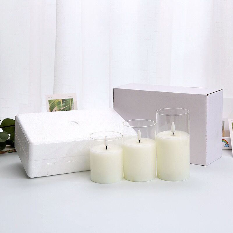 Bougie LED en tube de verre sans flamme, mèche 3D, fonctionnement à piles, pilier scintillant, lampe, décoration de la maison, fête de mariage, Ambe