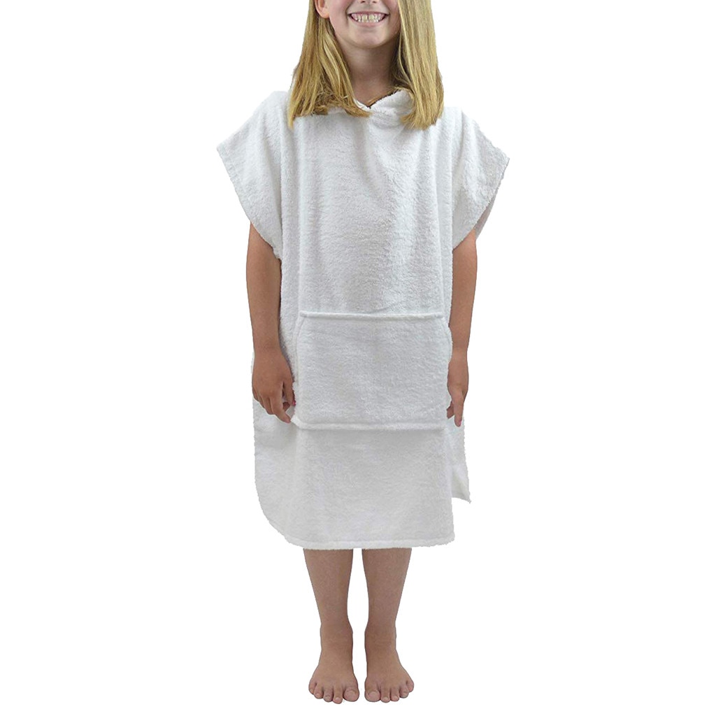 Kid Hooded Bathrobe Boys&Girls Summer Cotton Bathrobe Short Solid Color Hooded Flannel Bathrobes Towel Night Gown Sleepwear: White / M 6-9