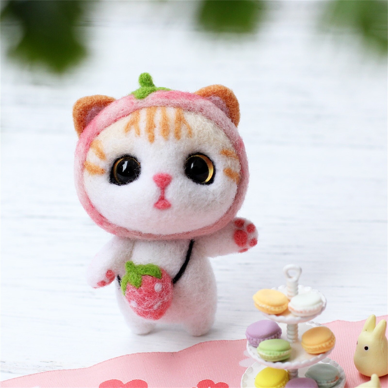 Cute Cat Pattern Handmade DIY Poke Wool Felts Material Production Package Felt Craft Poked Kitting Non-Finished DIY F