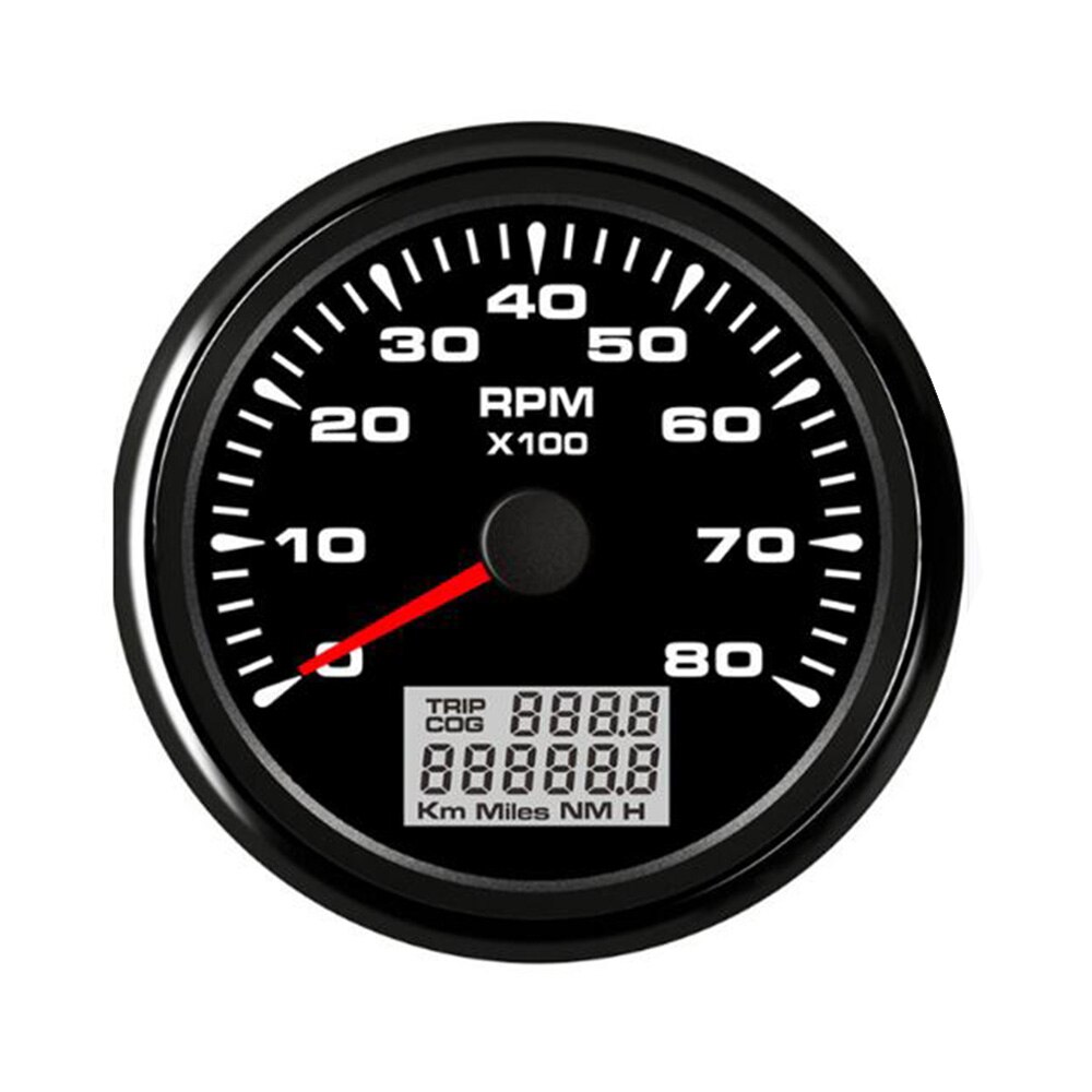 Tacómetro de coche marino con retroiluminación, 7 colores, con LED, reloj de arena, impermeable, 8000 /3000 / 4000 RPM: Black 8000RPM