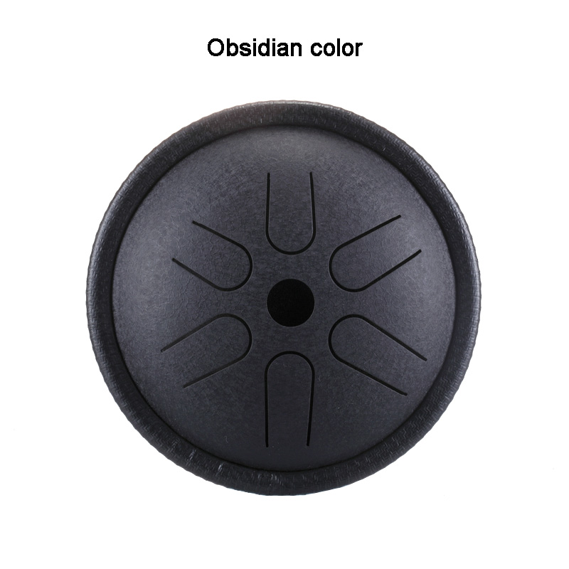 Tong Drum 5.5 Inch Staal Tong Drum 6 Tune Hand Pan Drum Tank Met Drumsticks Draagtas Percussie Instrumenten Accessoires: Obsidian color