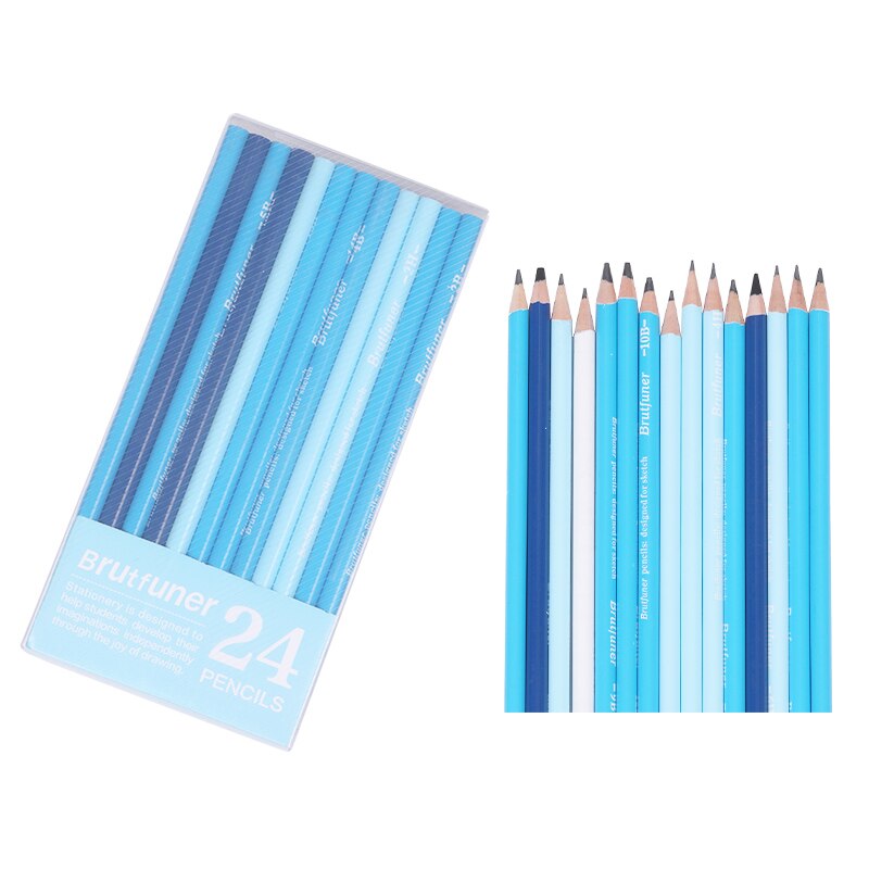 24pcs Sketch And Drawing Pencil Set B 2B 3B 4B 5B 10B HB 2H Art Sketching Drawing Kit Charcoal Pencils Art Supplies