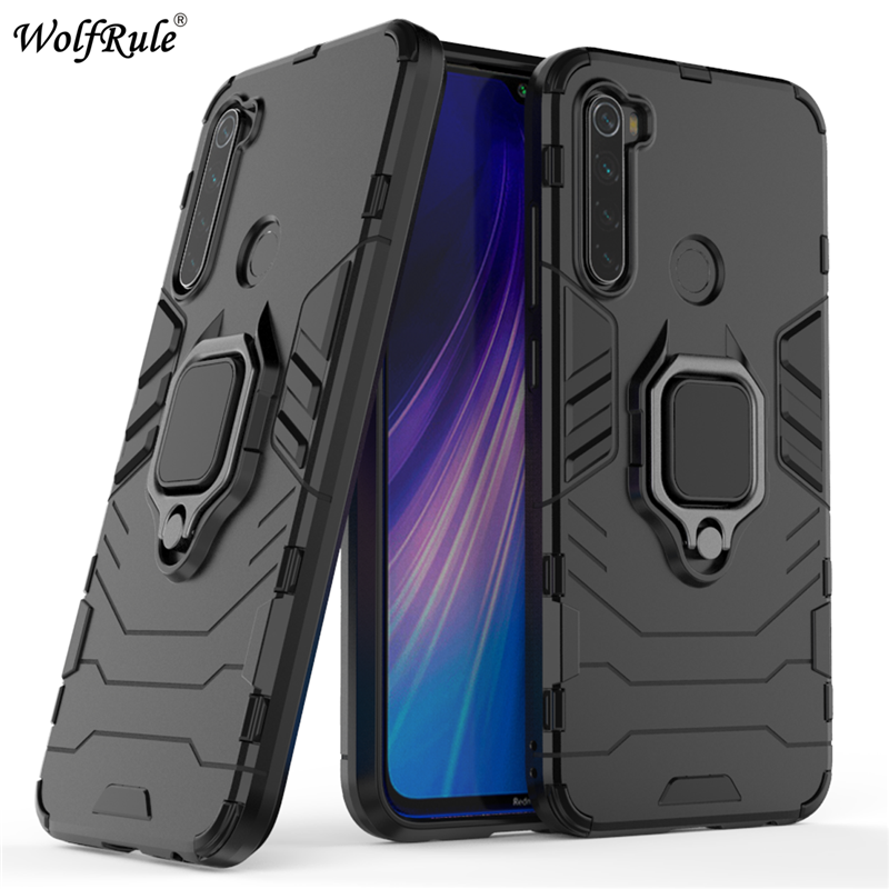 Coque rigide avec anneau support magnétique pour Xiaomi, compatible modèles Redmi Note 8,: Redmi Note 8 2021 / DarkBlack