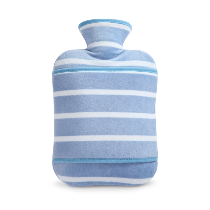 Couverture moelleux Bouillotte chauffe-eau dessin animé 2 litres mignon bouteille d'eau filles Kawaii Bouillotte Peluche mains chauffe EA6RSD: Striped blue 2L