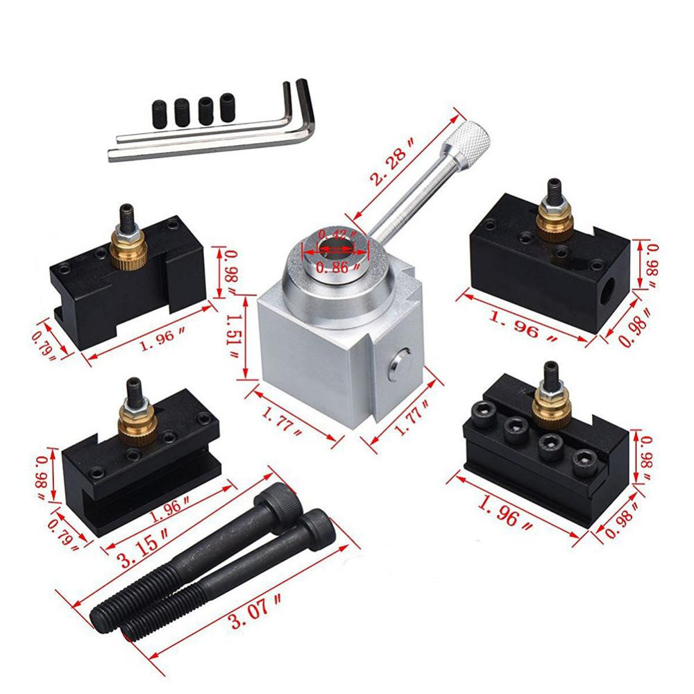 Adeeing 1Set Tool Post Houder Aluminium Snelwisselbeitelhouder Mini Draaibank Gereedschap Bericht Houder Kit Draaibank Medeplichtige