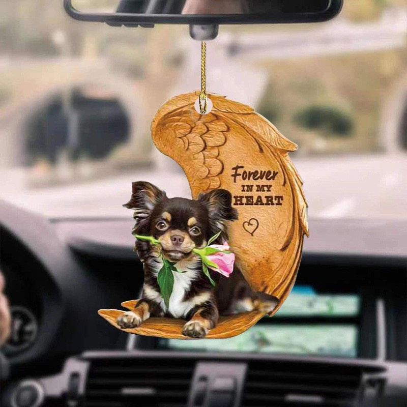 Pendentif ailes d&#39;ange chien, ornement de voiture mignon pendentif ailes de chien, sac à dos automobile, dessin animé porte-clés pour décoration de rétroviseur: D
