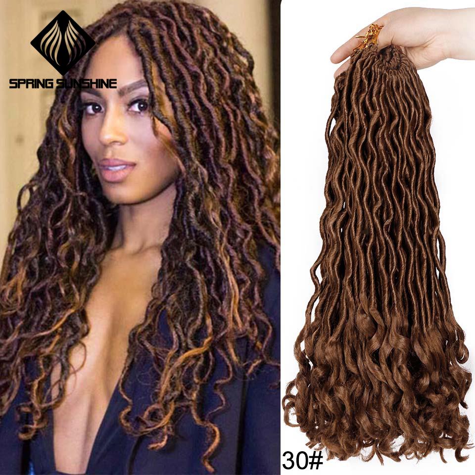 Extensiones de cabello de ganchillo con trenzas de diosas postizas, trenzas de ganchillo sintéticas de 18 pulgadas, pelo trenzado de pelo rizado: 30 / 1Pcs