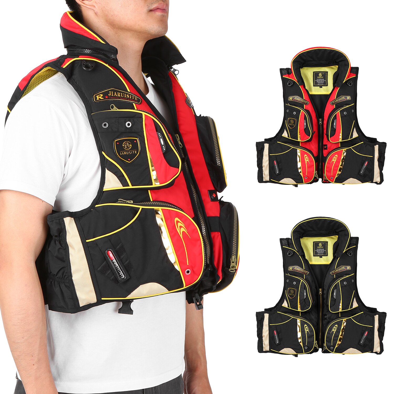 Fishing Life Jacket Outdoor Breathable Multiple Pockets Floatation Life Vest Adults Buoyancy Waistcoat Safety Jacket 낚시조끼