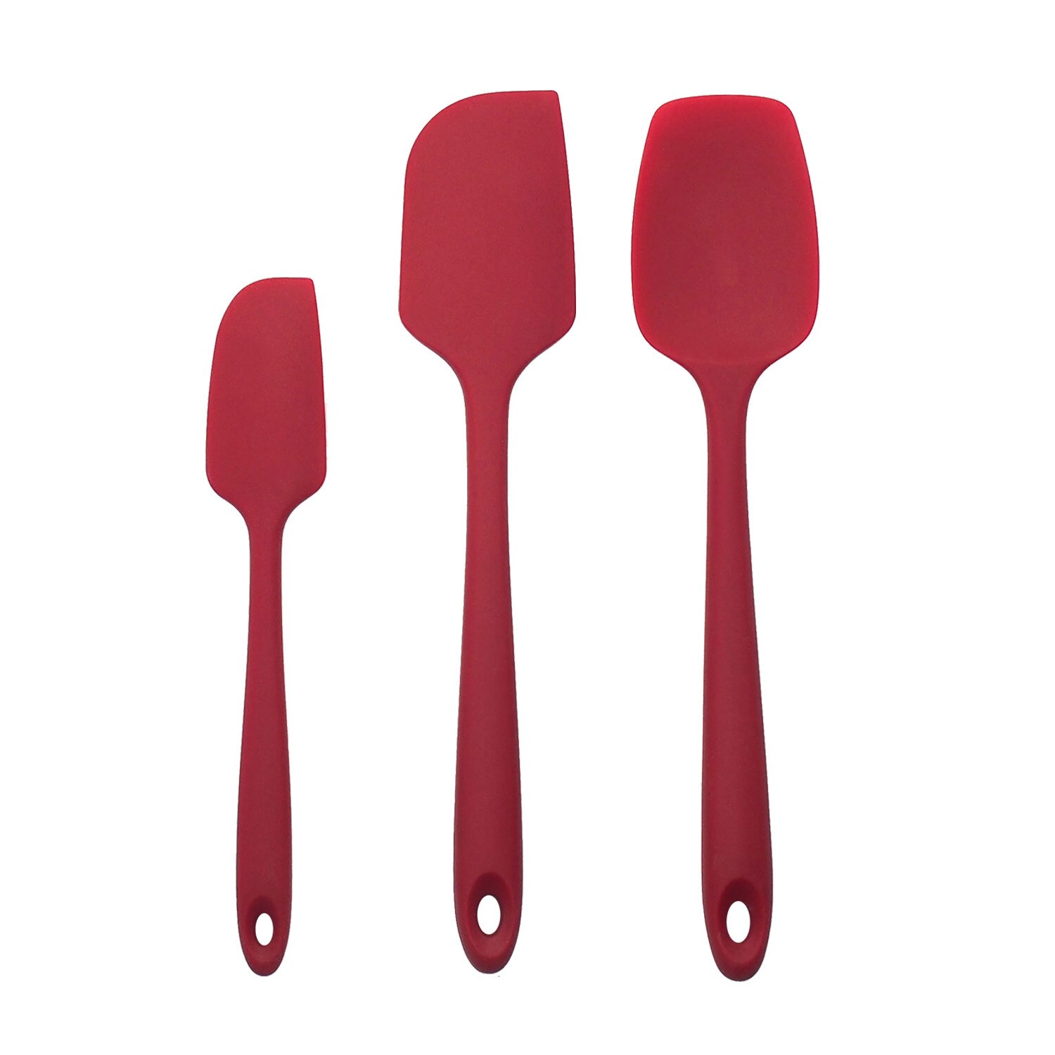 Hoge Hittebestendig Premium Siliconen Spatel Set, Naadloze , Non-stick Met Roestvrij Stalen Kern, koken/Bakken Gebruiksvoorwerp: Red Set of 3