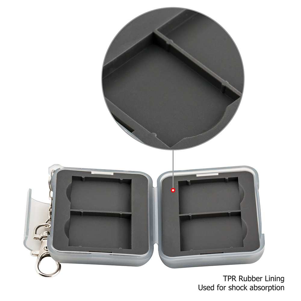 Profezzion 4 Slots Sd Card Case Houder Met Metalen Karabijnhaak Waterdichte Geheugenkaart Opbergdoos Voor Sandisk Kingston Samsung Sony