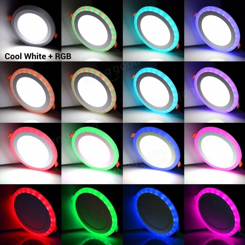 Rund/firkantet rgb led panel lys + fjernbetjening 6w/9w/16w/24w forsænket led loft panel lys  ac85-265v+ driver