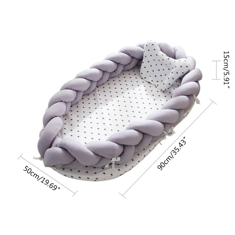 Portable Baby Knit Crib Newborn Sleeping Nest Soft Breathable Cotton Lounger for all cribs, cradles and cots