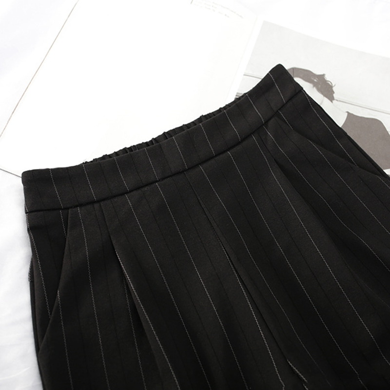 Calças femininas listrado bolsos solto fino verão coreano harem harajuku das mulheres cintura elástica casual novo estilo moda diário